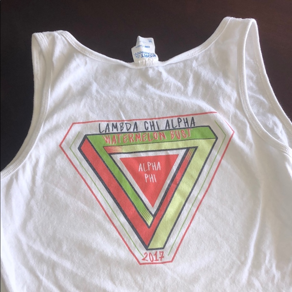 NWOT UNISEX Alpha Phi + Lambda Chi Alpha White Tee